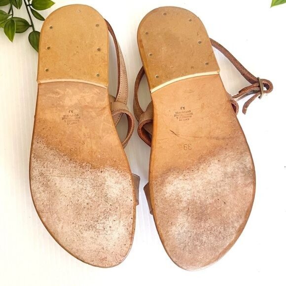 K.Jacques Barigoule leather sandal two wide bands natural honey tan 8.5 - Picture 7 of 11